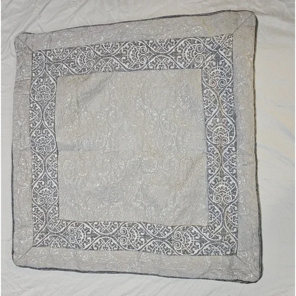Croscill Akita Euro Pillow Shams Square Set of 2 Embroidered Tweed Retired Print